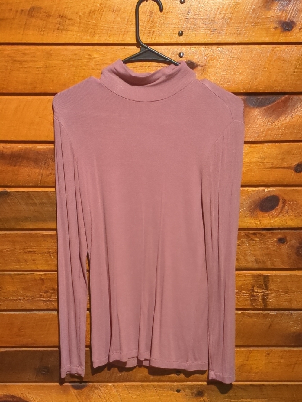 Women's Long-Sleeve Mock Neck Top - Dusty Rose